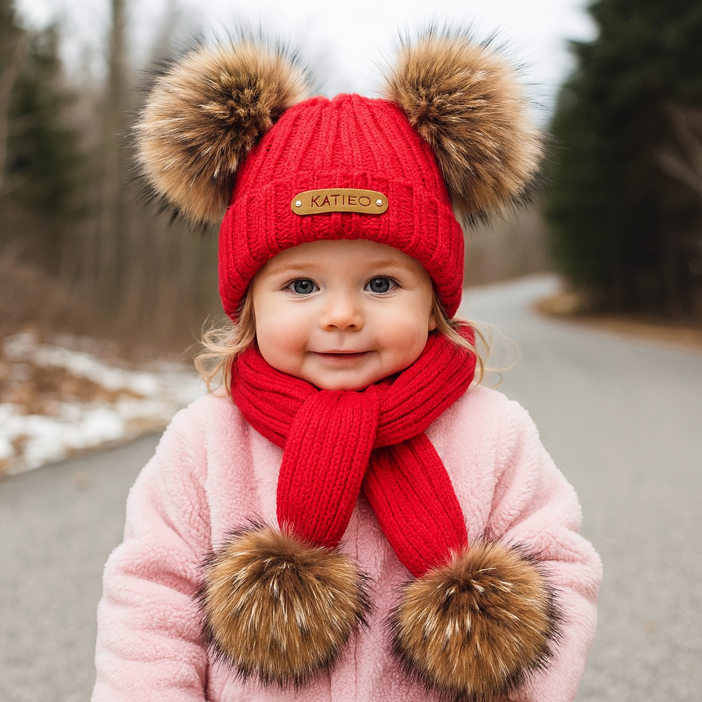 Personalized Name Kid Pom Pom Hat Personalized Baby Beanie,Newborn Baby Beanie Hat Toddler Hat Kids Engraved Name Winter Hat Baby First Christmas Gift