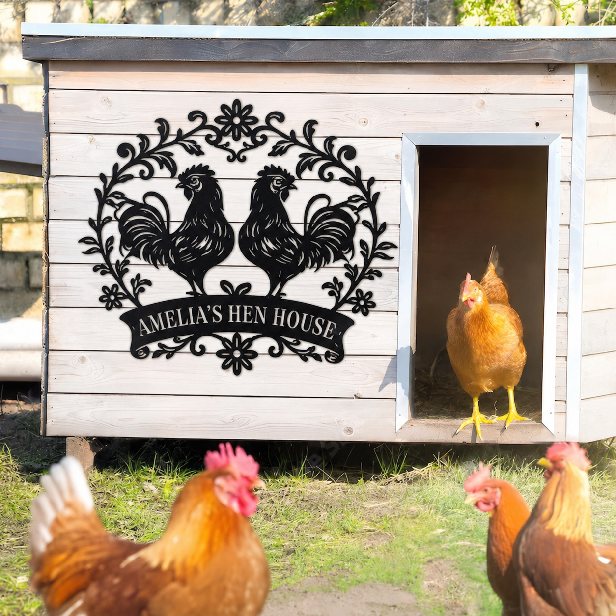 Chicken Coop Sign,Hen House Sign Custom,Metal Chicken Sign,Personalized Chicken Farm Sign,Farm Decor,Farmhouse Decor,Our Little Coop Sign