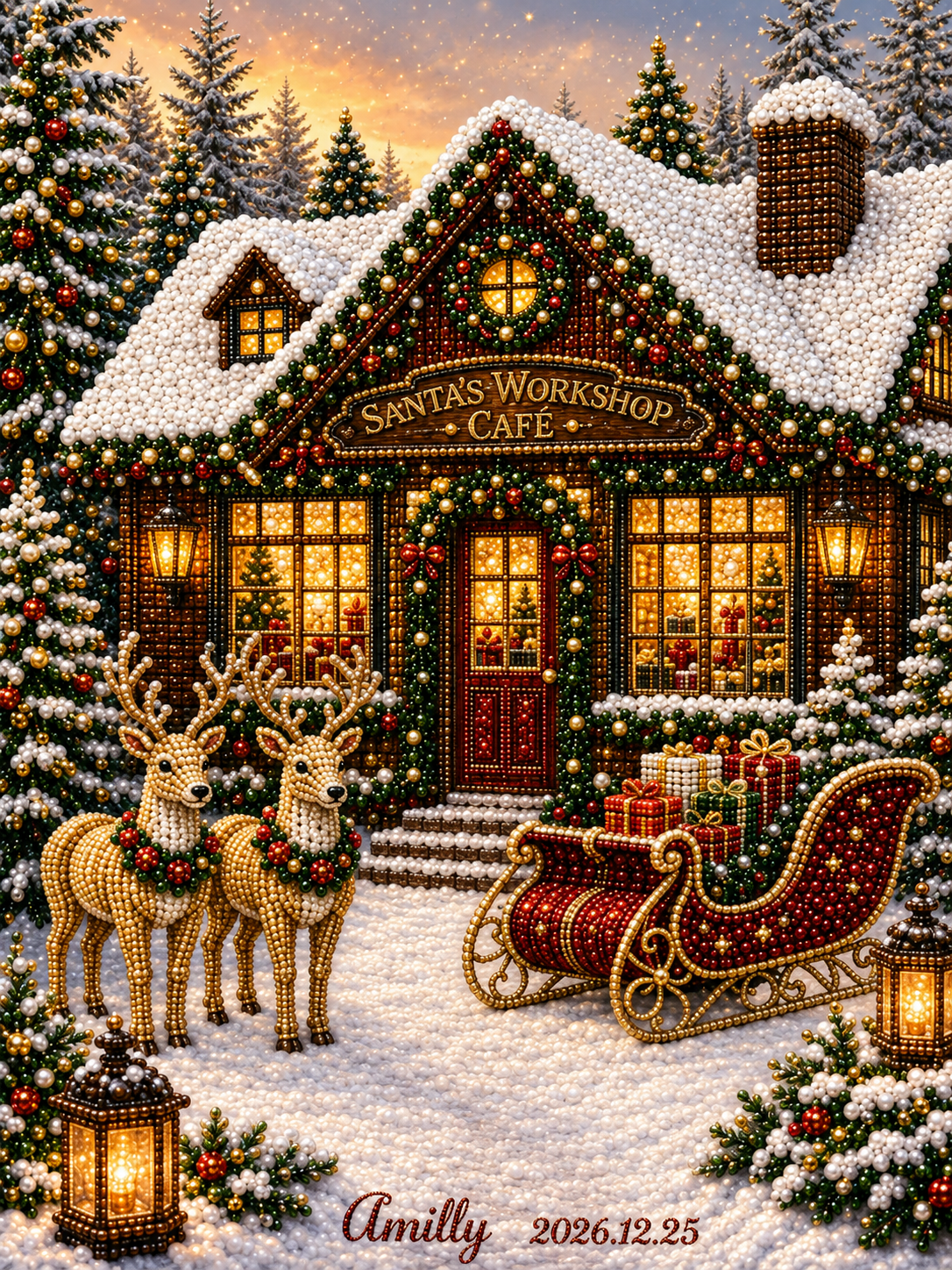 Personalized 3D Pearl Art DIY Kit – Custom Name Holiday Canvas Wall Decor