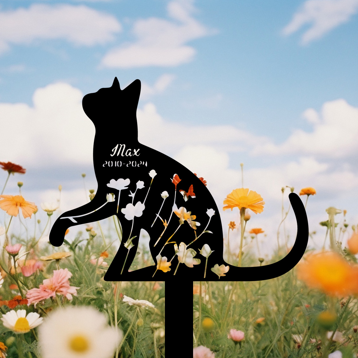 Custom Cat Memorial Stake, Cat Grave Marker, Cat Breed Metal Sign, Pet