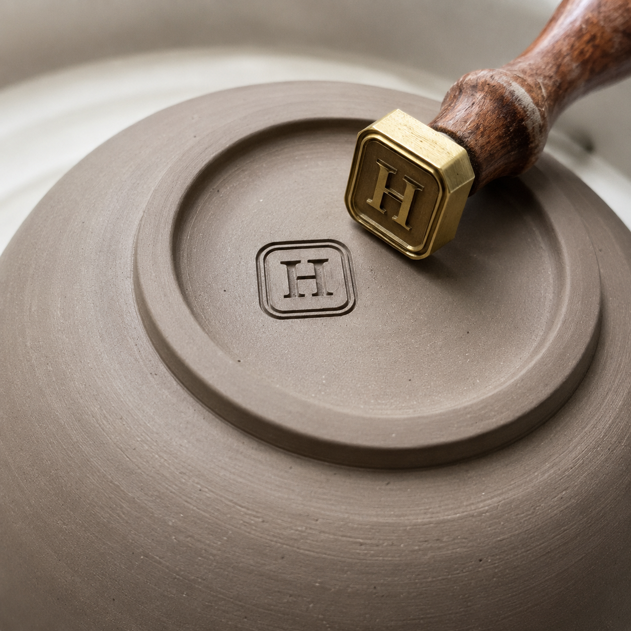 Engraved Clay Stamp with Name or Logo, Personalized Pottery Stamp for Handmade Soap, Durable Brass Craft Tool