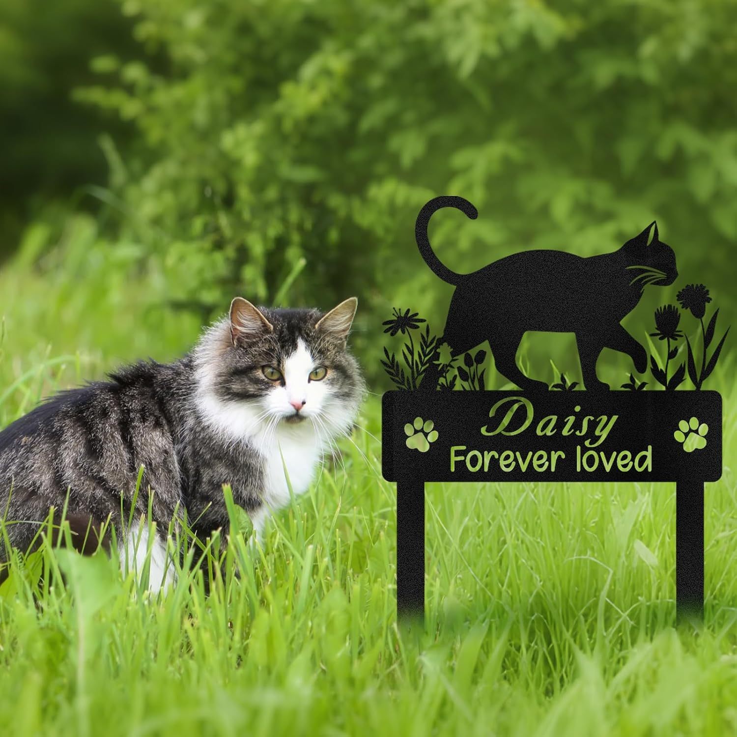 Personalized Pet Memorial Garden Stake, Custom Cat Headstone for Outdoor Decor | Memorial Plaque for Lost Pets-MetalsignX