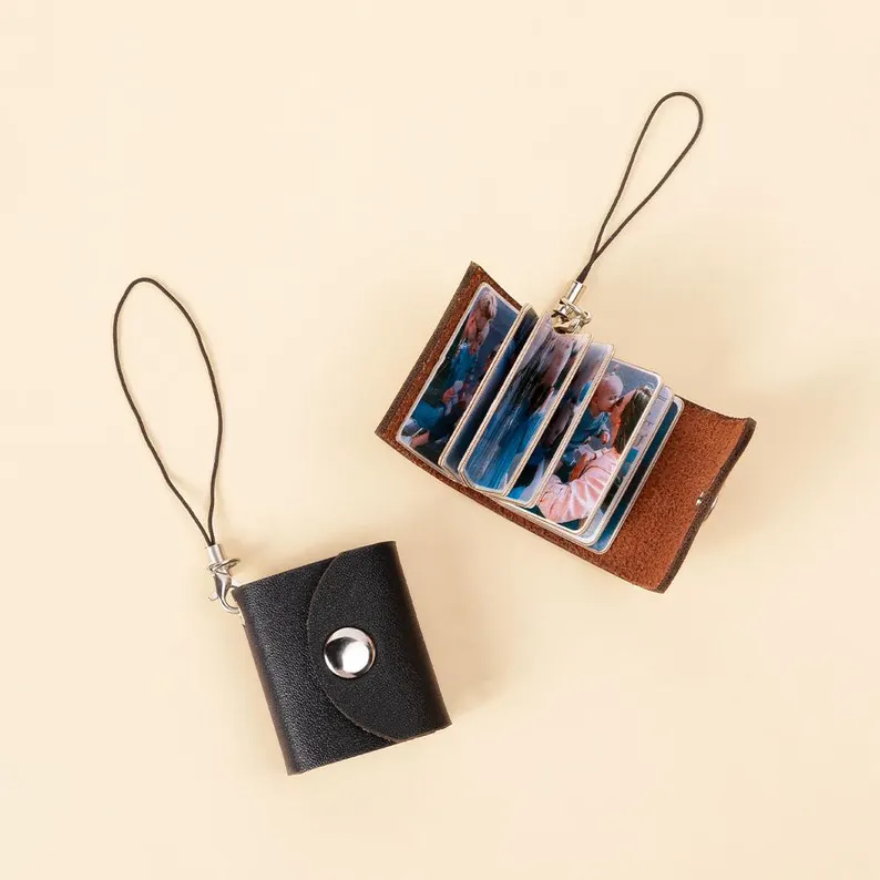 Personalized Mini Leather Photo Album Keychain, Customized Multi-photo Keyring, Christmas/Birthday/Anniversary Gift for Couple/Bestie/Family