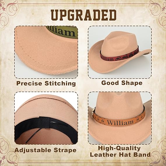 Custom Toddler Boys Cowboy Hat, 2-8t Western Hat for Kids, Leather Hatband Baby Cowgirl Hat for Girls