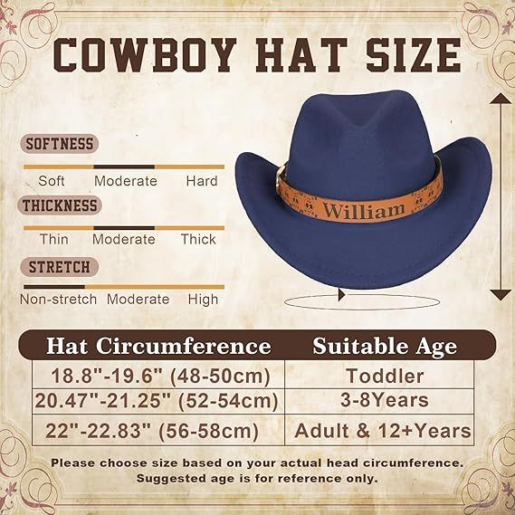 Custom Toddler Boys Cowboy Hat, 2-8t Western Hat for Kids, Leather Hatband Baby Cowgirl Hat for Girls