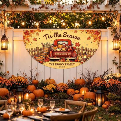Custom Happy Fall Banner Personalized Thanksgiving Bunting Party Backdrop for Indoor & Outdoor