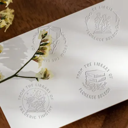 Custom Book Embosser, Personalized Embosser Stamp, Personal Library Embosser Create Unique Name Logo Design, Floral Book Stamp Seal for Wedding Business Envelope, Teacher Book Lover Gift