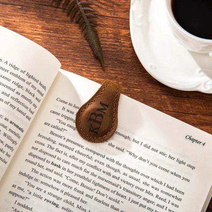 Personalized Magnetic Leather Bookmark Clip with Initial Monogram Reading Accessory Gift for Friends Bookworm