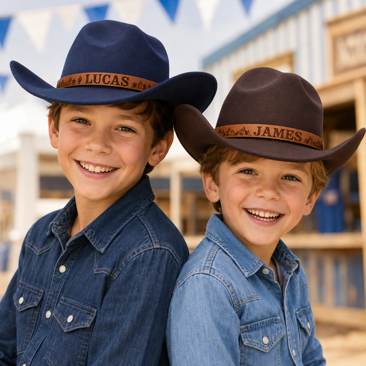 Personalized Cowboy Hat for Toddler Boys Girls, Western Hat for Kids Men Women, Custom Leather Patch Baby Cowgirl Hat