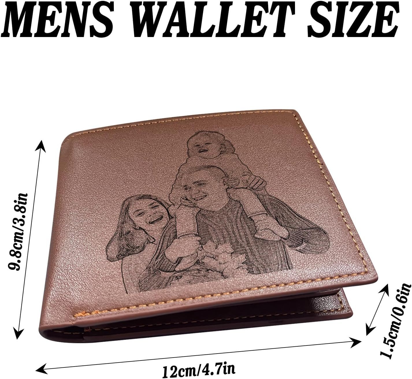 Personalized Photo Wallets for Men, Custom Name Mens Wallets for Him Boyfriend Husband Dad Men, Personalized Gifts Engraved Photo Name Text Wallets for Birthday Anniversary