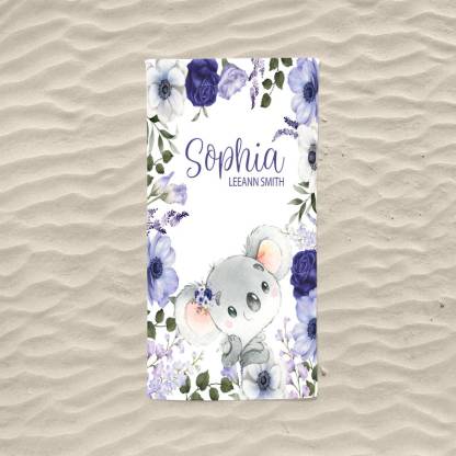 Koala Beach Towel, Custom Kid Towel, Floral Beach Towel,