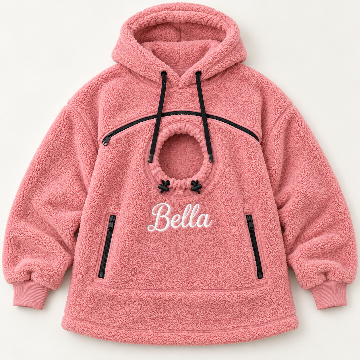Personalized Cat Carrier Hoodie | Embroidered Pet Name Fleece Pullover, Gift for Cat Lovers