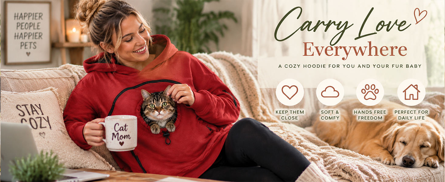 Pet Pouch Hoodie - Cat hoodie with Pouch Pet Carrier Sweatshirt 2026