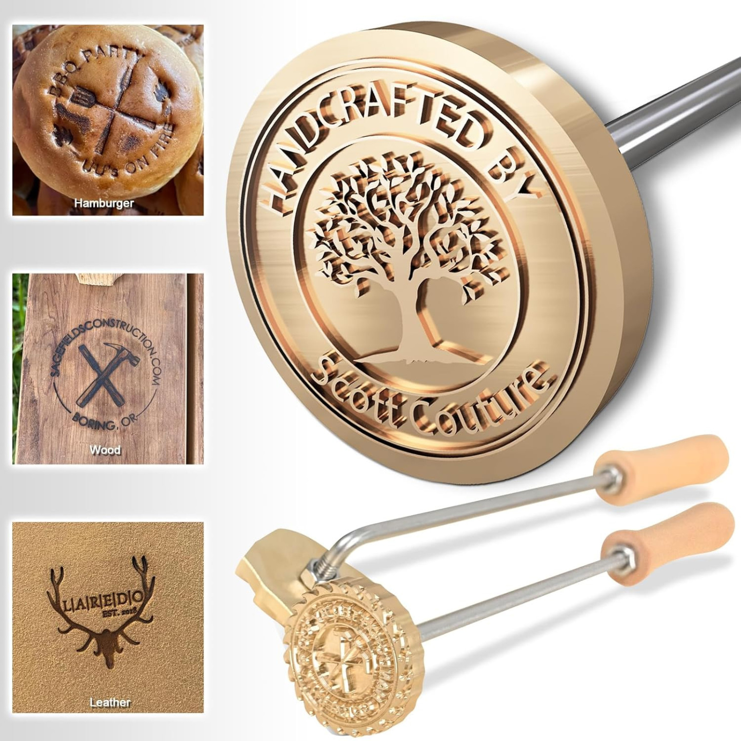 Custom Branding Iron for Wood, Personalized Wood Burning Stamp with Your Own Logo Design, Durable Branding Iron for Food Leather Wood Making