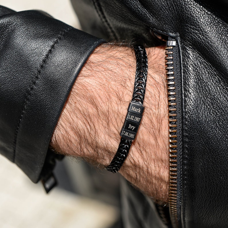 Father Gift, Custom Silver Bracelet For Dad With Kids Name, Personalize Daddy Bracelet, Family Jewelry, Famliy Name Bracelet, Husband Gift