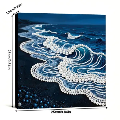Framed Waves-Pearls Painting Kit DIY Diamond Painting Pearl Dot Crafts 