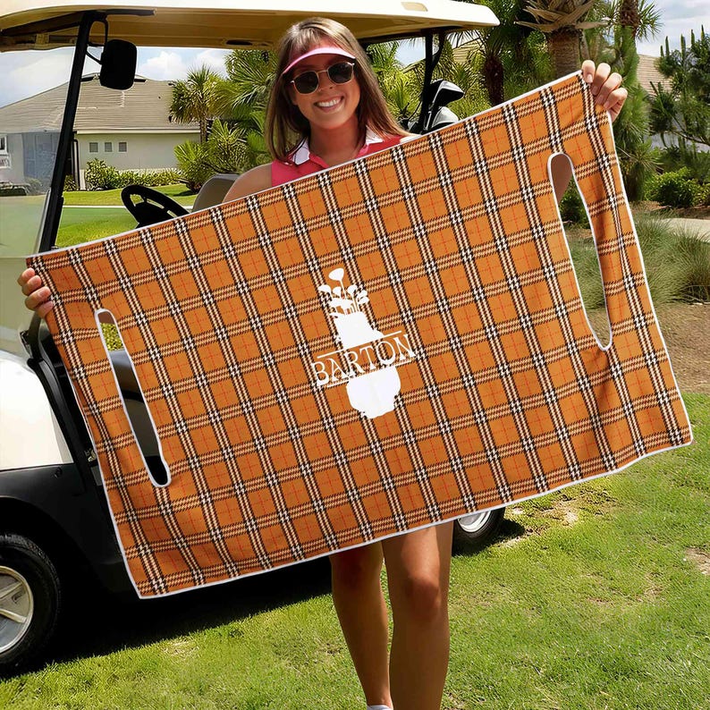 Personalized Golf Seat Cover | Custom Plaid Breathable Cart Cover | Golf Accessory Birthday Gift for Men, Grandpa,Players, Coaches