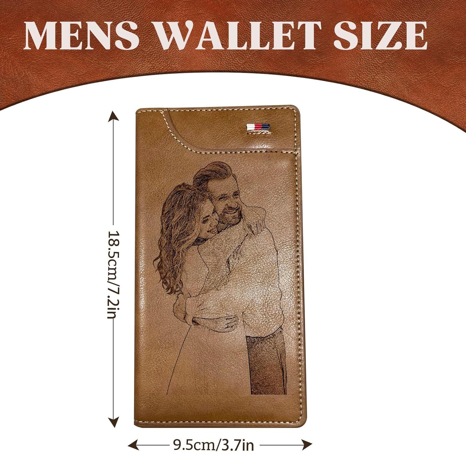 Custom Wallet for Men, Personalized Engraved Men's Wallet, Long Leather Men Wallet with Photo Name for Anniversary Birthday Wedding, Personalized Gifts for Him Dad Husband Groomsman Boyfriend