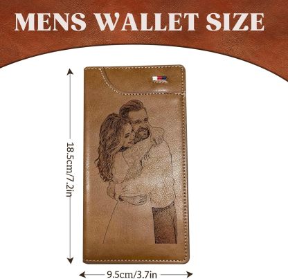 Custom Wallet for Men, Personalized Engraved Men's Wallet, Long Leather Men Wallet with Photo Name for Anniversary Birthday Wedding, Personalized Gifts for Him Dad Husband Groomsman Boyfriend