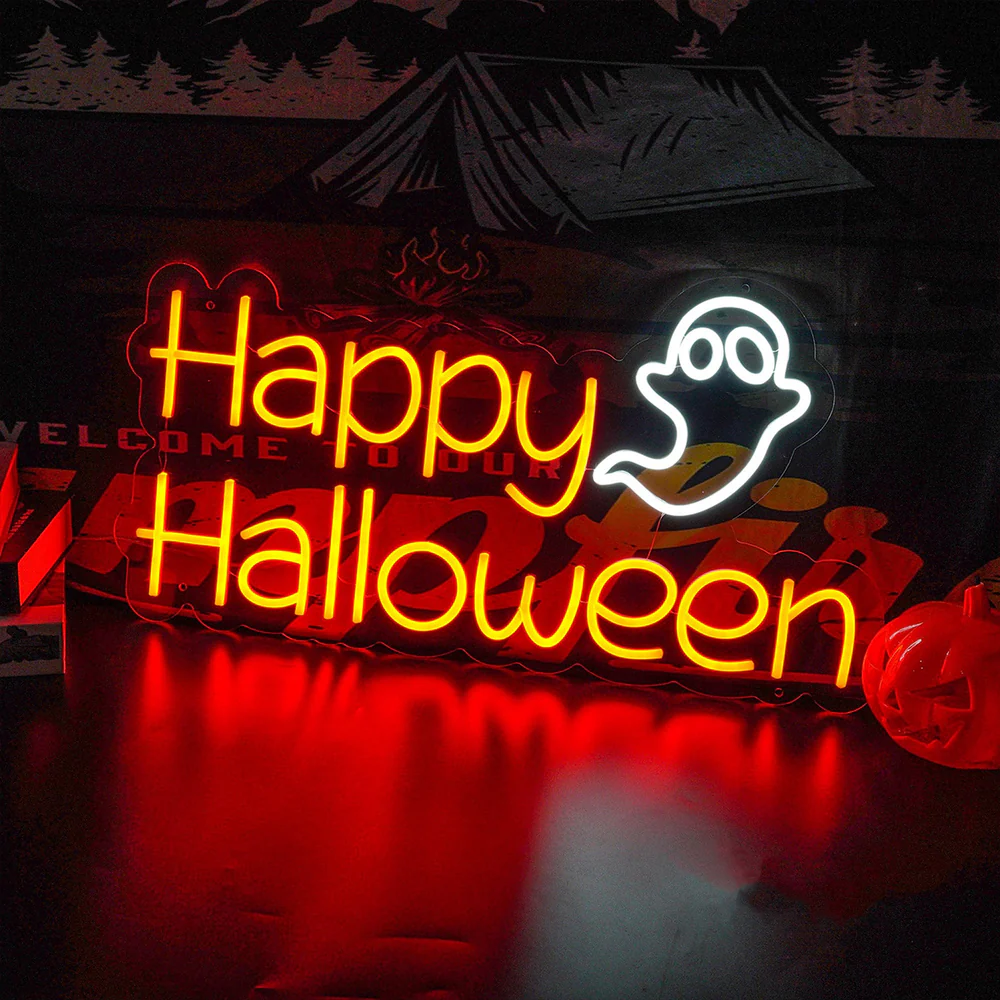 Personalized Happy Halloween Neon Light, Handmade LED Sign For Home Bar And Party Decor