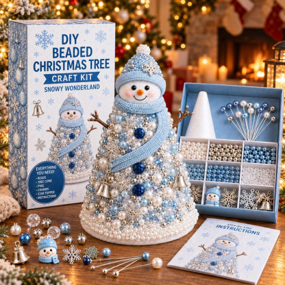 DIY Beaded Christmas Tree Craft Kit, Festive Holiday Ornament Making Set (Plastic)