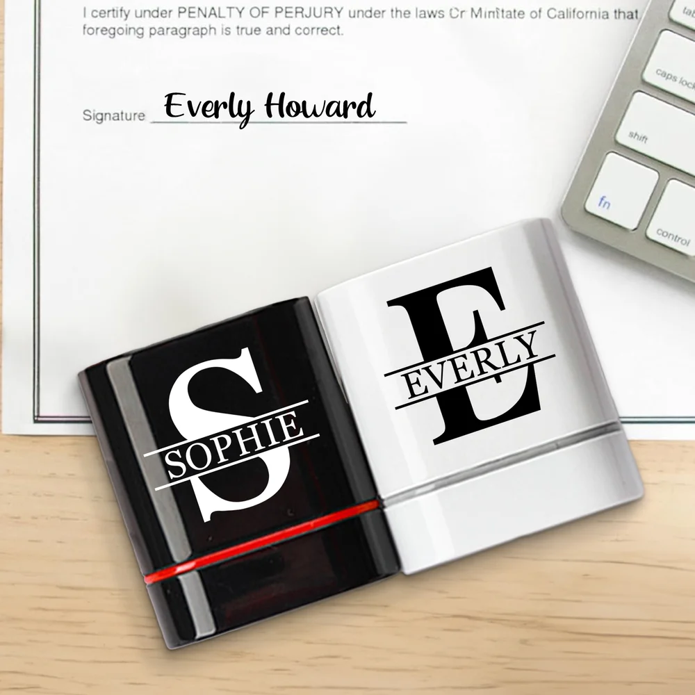 Personalized Simple Initial Name Portable Stamp with Text Daily Use Birthday Gift for Business Partners Friends Family
