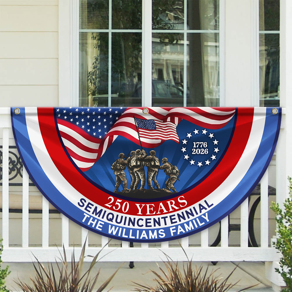 Personalized America 250th Anniversary Bunting Flag American Flag - USA 250th Anniversary Semiquincentennial Non-Pleated Fan Flag