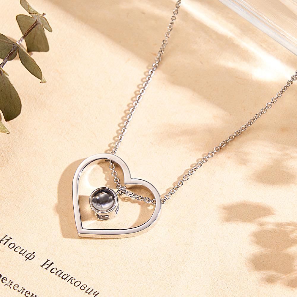 Heart Projection Necklace Personalized Memorial Photo Pendant Necklace Personalized Gifts for Her