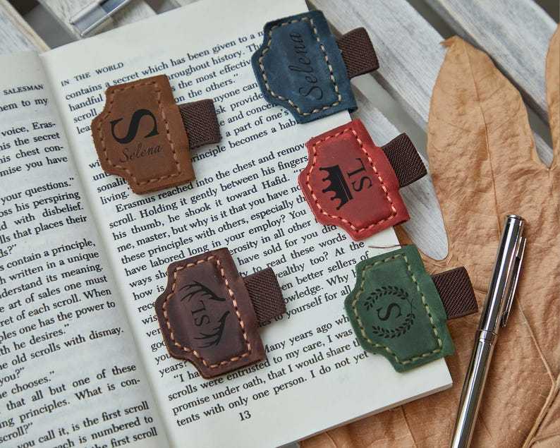Custom Logo Leather Book Mark with Pen Holder, Engraved Magnetic Bookmark,Leather Magnetic Pen Loop for Notebook,Journal Accessory