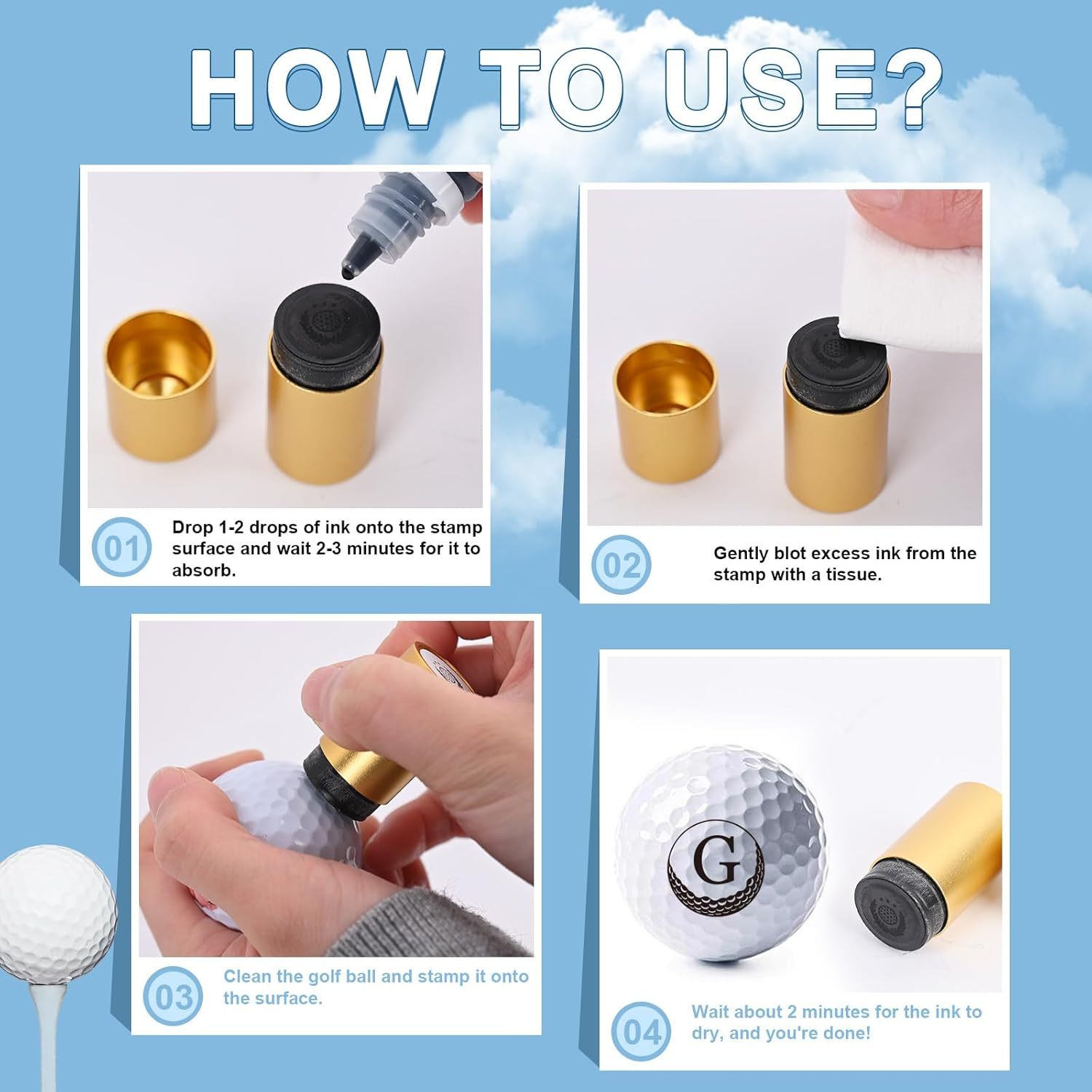 Custom Golf Ball Stamp/Monogram Golf Ball Stamp, Personalized Ball Stamp, Golf Accessories/Ink Ball Stamp,Gift for Golfer/Golfer Sport Gift