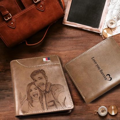 Custom Wallet for Men, Personalized Engraved Men's Wallet, Long Leather Men Wallet with Photo Name for Anniversary Birthday Wedding, Personalized Gifts for Him Dad Husband Groomsman Boyfriend