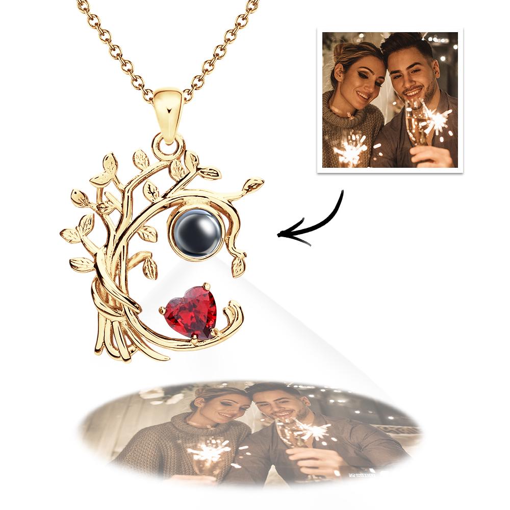 Birthstone Necklace Personalized Photo Projection Necklace I Love You Gifts for Women Wife Mom Anniversary