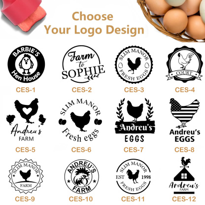 Custom Egg Stamp with Ink Pad ,Personalized for Chicken or Duck Eggs