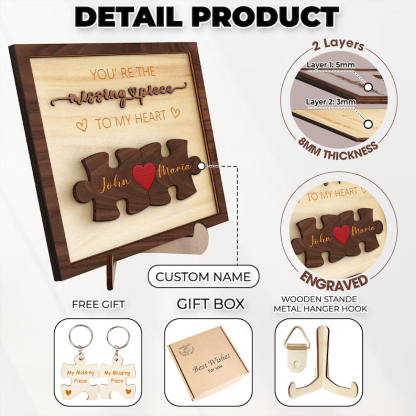 Puzzle Couples Name Sign, Personalized Romantic Gift for Him Her, Valentine Home Decor,Personalized Love Keepsake,Puzzle Love Heart Keychain