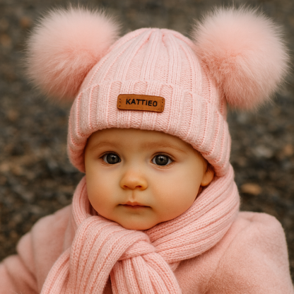 Personalized Name Kid Pom Pom Hat Personalized Baby Beanie,Newborn Baby Beanie Hat Toddler Hat Kids Engraved Name Winter Hat Baby First Christmas Gift