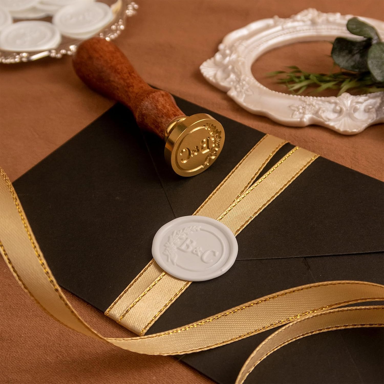 Custom Wax Seal Stamp with Personalized Logo, Name or Initials, Brass Sealing Wax Stamp for Wedding Invitations, Envelopes, Gift Wrap and Crafts