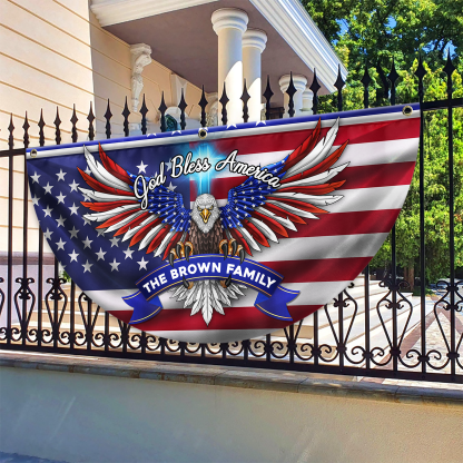 Personalized America 250th Anniversary Bunting Flag Custom Family Name Faith, Family & Freedom America 250 Years Non-Pleated Fan Flag HA75 898786