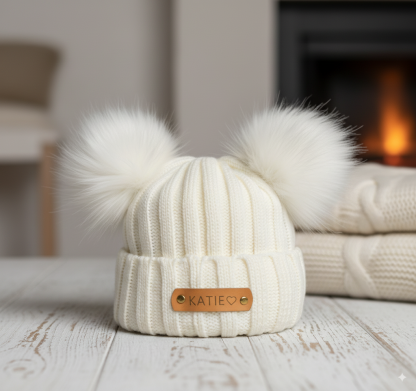 Personalized Name Kid Pom Pom Hat Personalized Baby Beanie,Newborn Baby Beanie Hat Toddler Hat Kids Engraved Name Winter Hat Baby First Christmas Gift