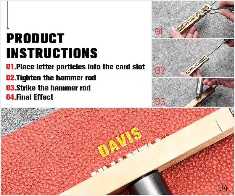 Custom Interchangeable Copper Stamp / Interchangeable Wood Brand Iron Heat Emboss with Letter / Leather stamp sets