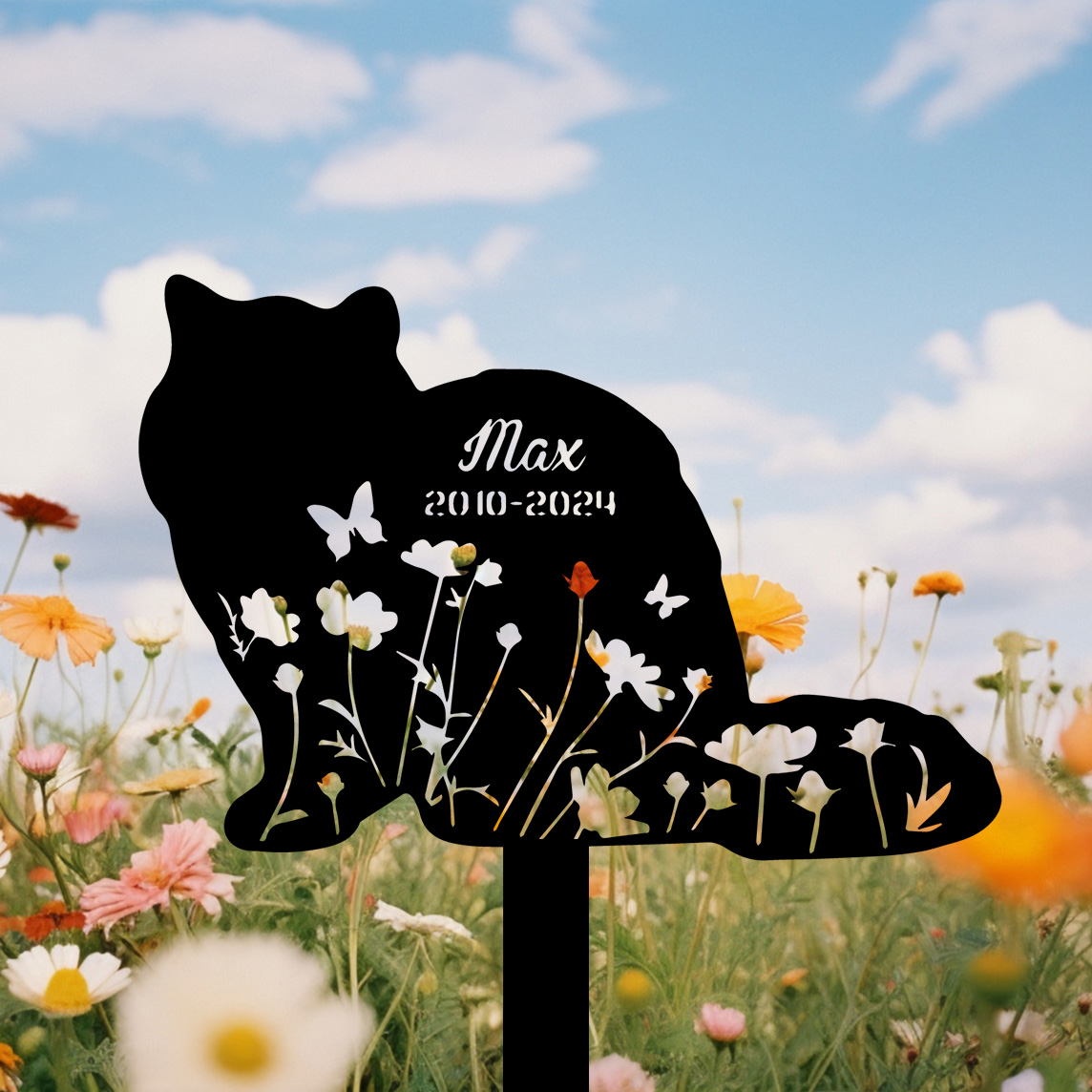 Custom Cat Memorial Stake, Cat Grave Marker, Cat Breed Metal Sign, Pet