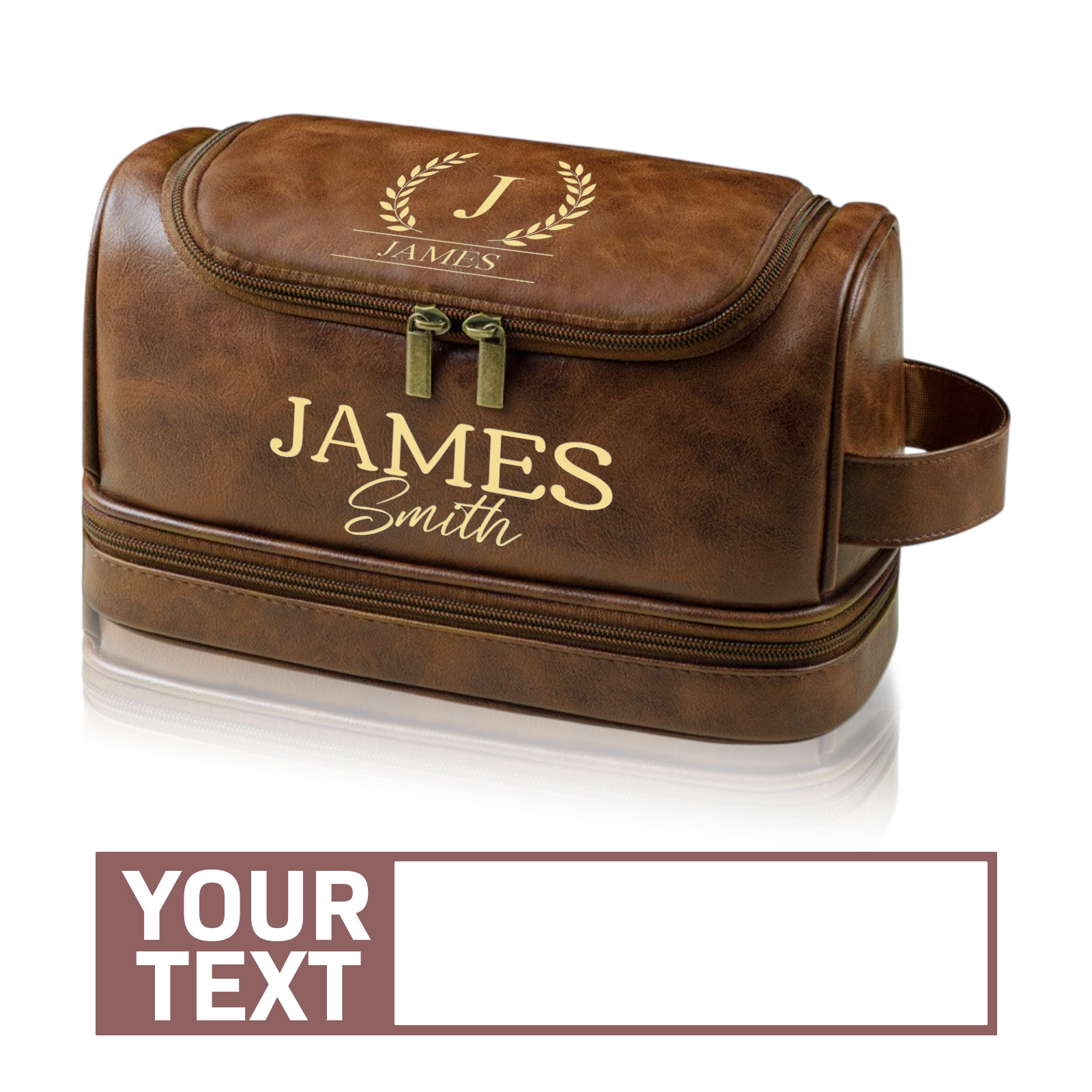 Personalized Men's Leather Toiletry Bag, Dopp Kit, Groomsmen Gifts, Anniversary Gift for Him, Travel Toiletry Bag, Men's Leather Accessory