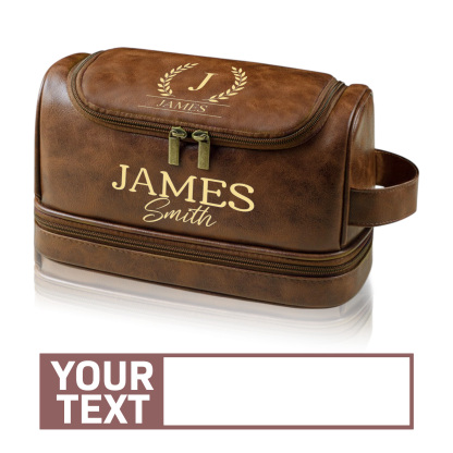 Personalized Men's Leather Toiletry Bag, Dopp Kit, Groomsmen Gifts, Anniversary Gift for Him, Travel Toiletry Bag, Men's Leather Accessory