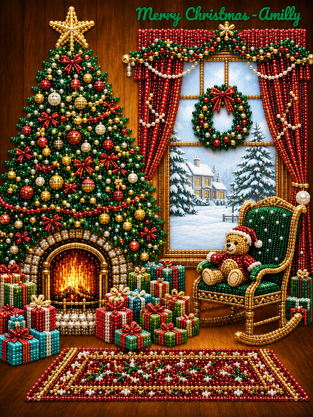 Personalized 3D Pearl Art DIY Kit – Custom Name Holiday Canvas Wall Decor
