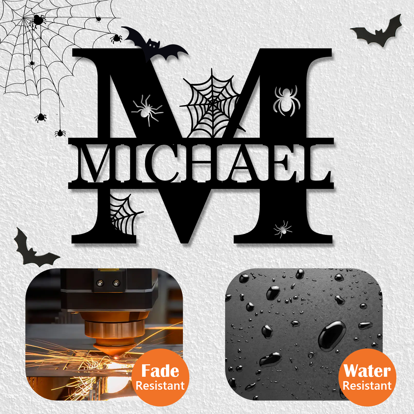 Personalized Halloween Split Monogram Custom Halloween Alphabet Letters Halloween Family Name Sign Spooky Last Name Letter Monogram Custom Metal Fall Autumn Home Decor