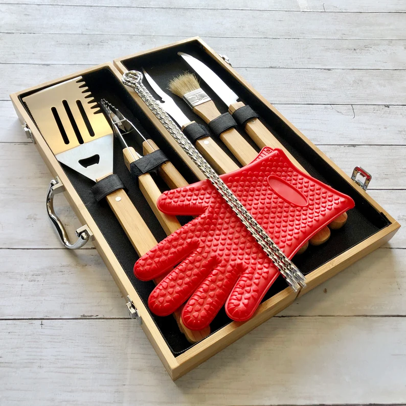 Custom bbq set, grill set, bbq grilling set, bbq set, tool set, grilling tool set, custom tool set, barbecue gift, bbq gift, man gift