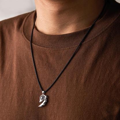 2 Pcs Personalized Picture Inside Projection Necklace Custom Memorial Photo Projected Pendant Jewelry Gift for Couple Men Women for Her