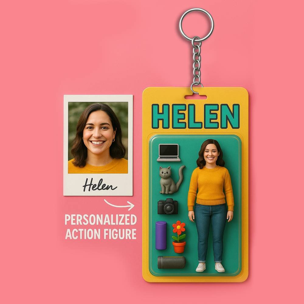 Fully Body Custom 3D Effect Action Figure Pack Packaging Toy Box Style Art Gift Personalized 2D Printing Acrylic Keychain Gift for Family