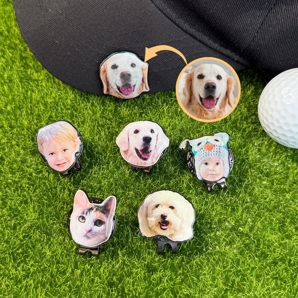 Personalized Photo Golf Ball Marker with Magnetic Hat Clip with Name Birthday Father's Day Gift for Golf Lover
