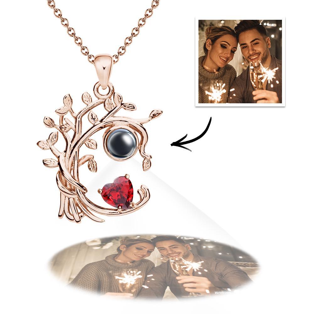Birthstone Necklace Personalized Photo Projection Necklace I Love You Gifts for Women Wife Mom Anniversary