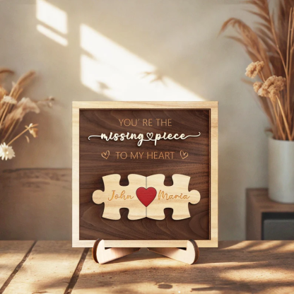 Puzzle Couples Name Sign, Personalized Romantic Gift for Him Her, Valentine Home Decor,Personalized Love Keepsake,Puzzle Love Heart Keychain